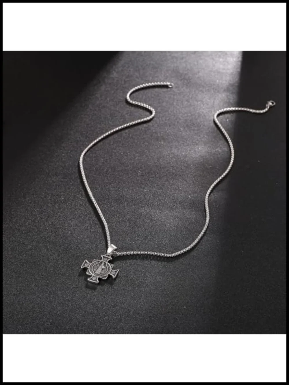 St. Benedict Cross Necklace Stainless Steel Religious Medal Pendant Protection